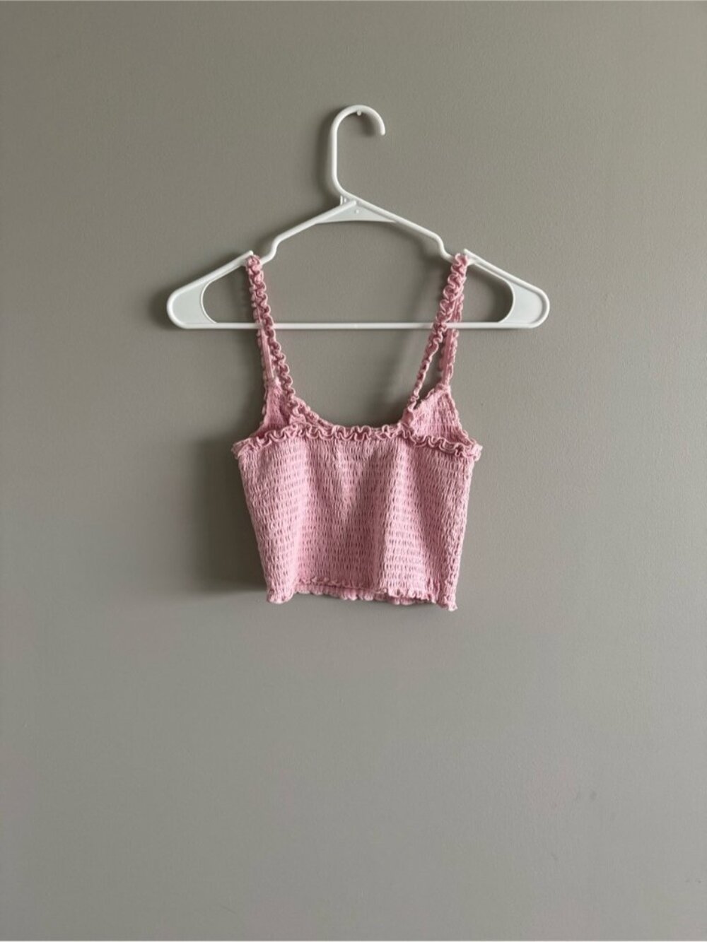 Pink Smocked Ruffle Crop Tank Top - Picture 2 of 2